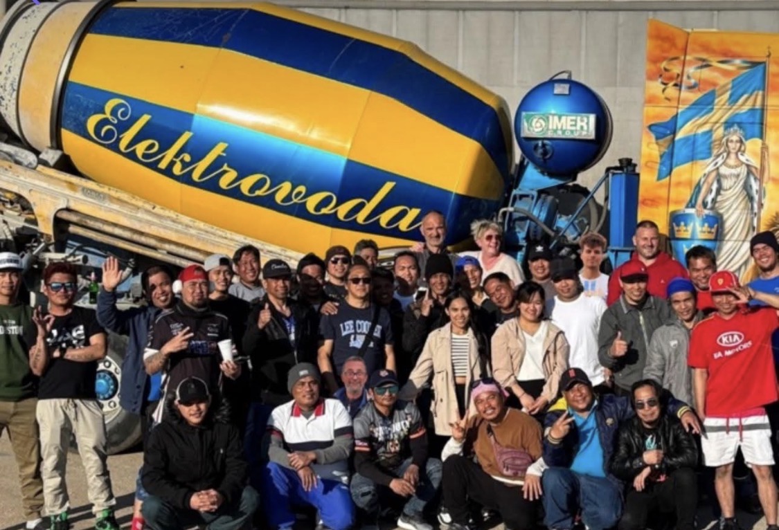 Elektrovoda team with concrete mixer on Cres